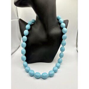 Vintage Bam Gumball Turquoise Blue Beaded Necklace Mod Retro MCM